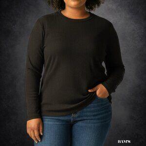 No Boundaries Black Ribbed Long Sleeve Top XL XXL| Running Layering Active Basic